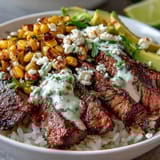 Steak Avocado Roasted Corn Bowl
