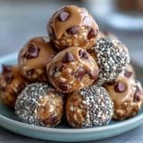 Delicious, no-bake protein balls featuring peanut butter, oats, and chocolate chips.