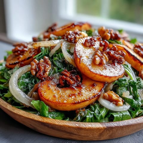 Steam rises from the golden-brown apples and tangy sauerkraut, creating a vibrant, rustic dish for a cozy meal.