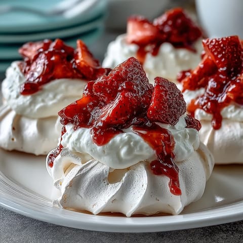 Strawberry Pavlova with Cream