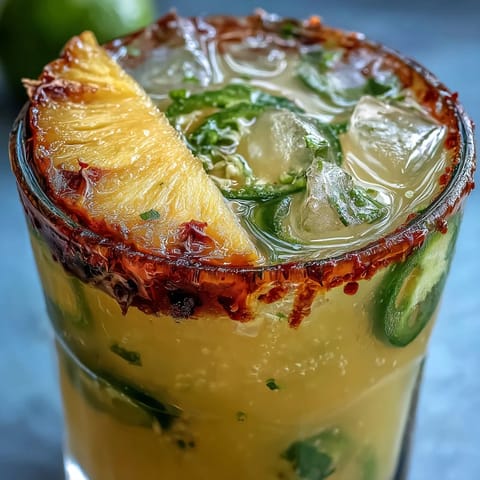 Vibrant Pineapple Jalapeño Agua Fresca with fresh lime, perfect for a hot summer day.