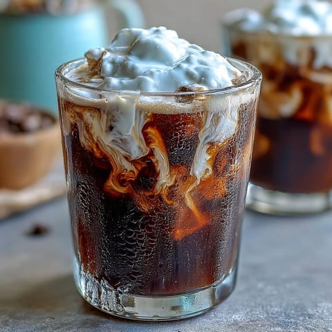 Smooth cold brew coffee topped with luscious vanilla sweet cream layered artfully.