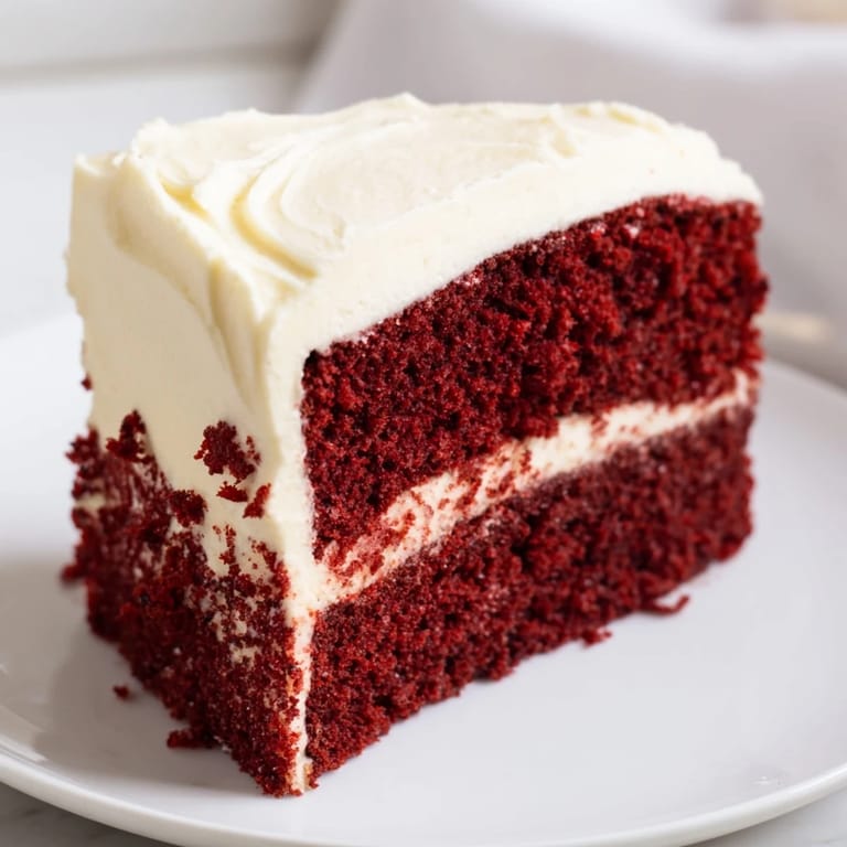 This image spotlights a frosted red velvet cake, a decadent treat perfect for any gathering.