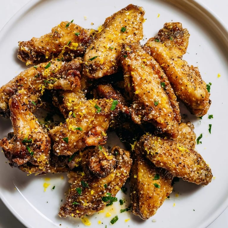 Imagine the aroma! Juicy Lemon Pepper Wings, baked to perfection, sprinkled with fresh parsley and ready to eat.