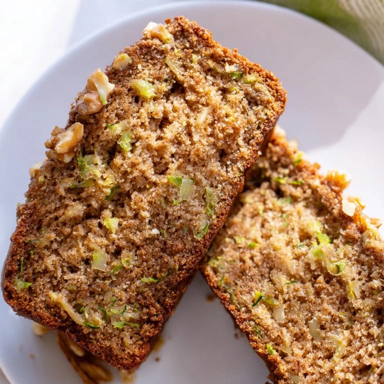 Freshly baked zucchini bread, with a hint of cinnamon, perfect for enjoying with a pat of butter.