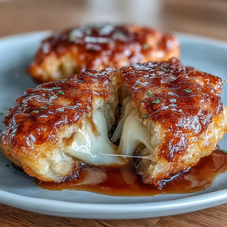 Freshly cooked Chīzu Imomochi showcases soft potato dough with a melted mozzarella center, garnished with sesame seeds.