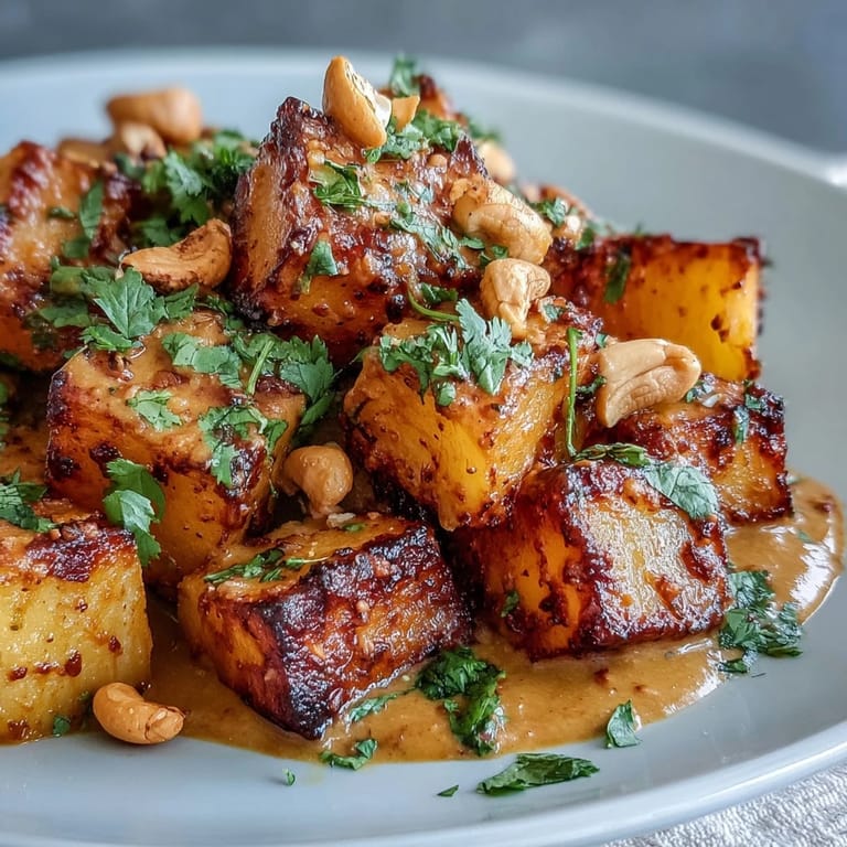 Fresh cilantro garnish adds a vibrant green finish to this Curried Celeriac dish.