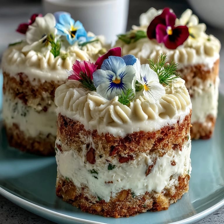 Delicate mini cakes layered with creamy frosting and decorated with colorful edible flowers, ideal for springtime birthday parties.