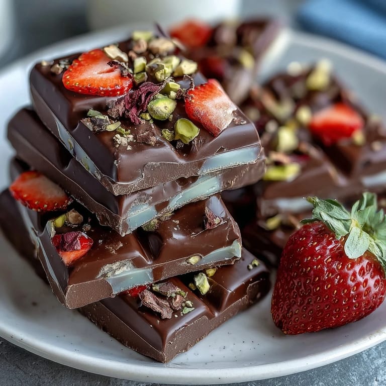 Luxurious no-bake dessert featuring creamy chocolate layers, vibrant strawberries, and rose petals for a Middle Eastern-inspired treat.