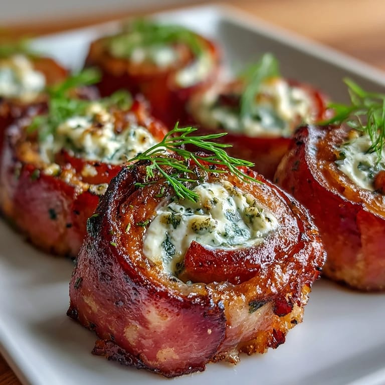 Close-up of ham, cream cheese, and pickle pinwheels with visible spiral layers, ideal for appetizers or lunchboxes.