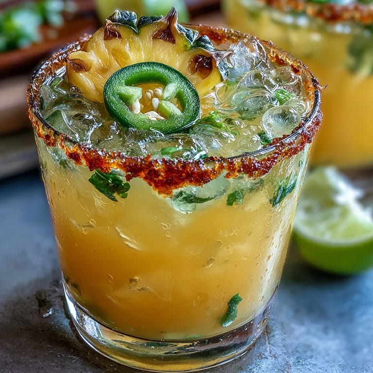 Refreshing Pineapple Jalapeño Agua Fresca served over ice, a sweet and spicy delight.