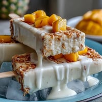 Creamy vegan mango coconut popsicles, bursting with tropical flavor, perfect for summer.