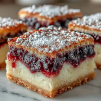 Fruity blackberry lemon bars with golden shortbread crust, perfect for dessert.