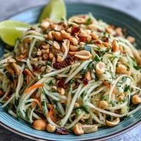 Vibrant healthy Thai Papaya Salad with peanuts, lime, and chili; a spicy tangy feast.